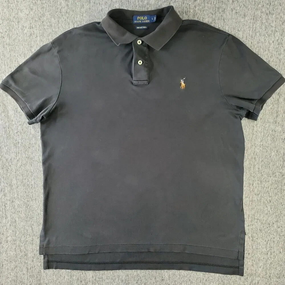 Polo Ralph Lauren Pima Soft Touch Polo Shirt Men’s L Black Color Pony Logo